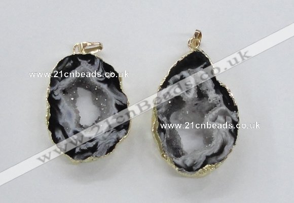 NGP1973 25*40mm - 30*50mm freeform druzy agate gemstone pendants