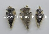 NGP1987 15*40mm - 20*50mm arrowhead druzy agate pendants