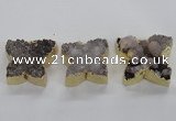 NGP1991 30*35mm - 35*40mm butterfly druzy agate pendants