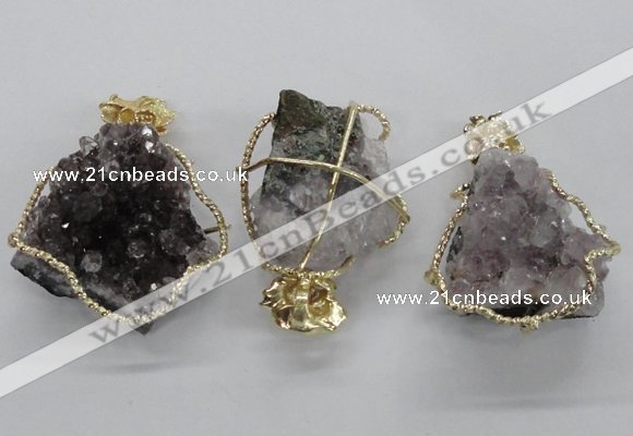 NGP1992 35*40mm - 40*45mm freeform druzy amethyst pendants