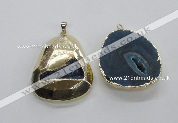 NGP1998 35*45mm - 40*50mm freeform plated druzy agate pendants