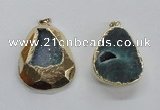 NGP1999 35*45mm - 40*50mm freeform plated druzy agate pendants