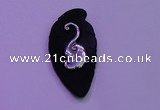 NGP2000 22*45mm carved silver plated matte black obsidian pendants