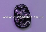 NGP2003 22*35mm carved silver plated matte black obsidian pendants