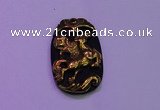 NGP2004 22*35mm carved gold plated matte black obsidian pendants