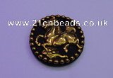 NGP2022 50mm carved gold plated matte black obsidian pendants