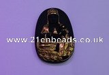 NGP2028 35*55mm carved gold plated matte black obsidian pendants