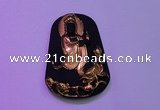 NGP2031 40*60mm carved gold plated matte black obsidian pendants