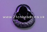 NGP2036 40*45mm carved silver plated matte black obsidian pendants