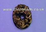 NGP2041 40*55mm carved gold plated matte black obsidian pendants