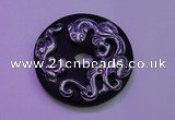 NGP2043 50mm carved silver plated matte black obsidian pendants