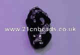 NGP2046 15*20*40mm carved silver plated matte black obsidian pendants