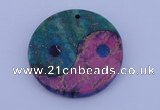 NGP205 6*40mm coin dyed imperial jasper & chrysocolla gemstone pendant