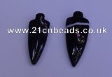 NGP2050 15*40mm - 18*45mm arrowhead striped agate pendants