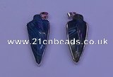 NGP2061 15*40mm - 18*45mm arrowhead striped agate pendants