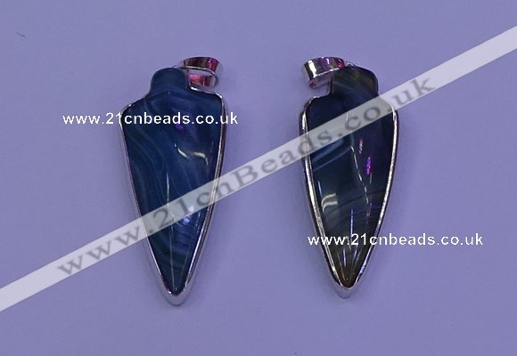 NGP2061 15*40mm - 18*45mm arrowhead striped agate pendants