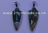 NGP2062 15*40mm - 18*45mm arrowhead striped agate pendants