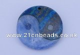 NGP207 6*40mm coin dyed blue lace agate & chrysocolla gemstone pendant