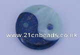 NGP209 6*40mm coin lapis lazuli & amazonite gemstone pendant