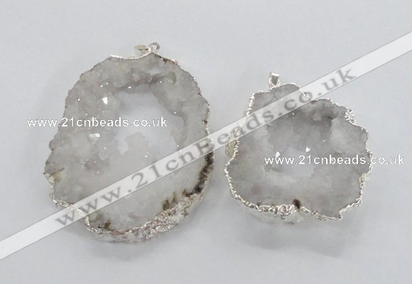 NGP2100 40*50mm - 55*65mm freeform druzy agate gemstone pendants