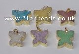 NGP2114 15*20mm - 18*25mm butterfly druzy agate gemstone pendants