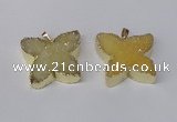 NGP2116 22*30mm - 25*30mm butterfly druzy agate gemstone pendants