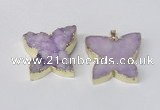 NGP2118 22*30mm - 25*30mm butterfly druzy agate gemstone pendants