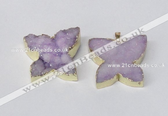 NGP2118 22*30mm - 25*30mm butterfly druzy agate gemstone pendants