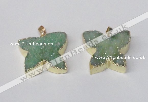 NGP2119 22*30mm - 25*30mm butterfly druzy agate gemstone pendants