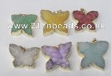 NGP2120 22*30mm - 25*30mm butterfly druzy agate gemstone pendants