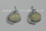 NGP2125 22*35mm agate gemstone pendants with crystal pave alloy settings