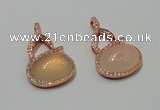 NGP2130 20*35mm agate gemstone pendants with crystal pave alloy settings