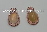 NGP2132 18*32mm agate gemstone pendants with crystal pave alloy settings