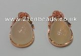 NGP2135 25*42mm agate gemstone pendants with crystal pave alloy settings