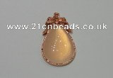 NGP2137 22*40mm agate gemstone pendants with crystal pave alloy settings