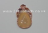 NGP2139 25*45mm agate gemstone pendants with crystal pave alloy settings