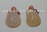 NGP2147 28*48mm agate gemstone pendants with crystal pave alloy settings