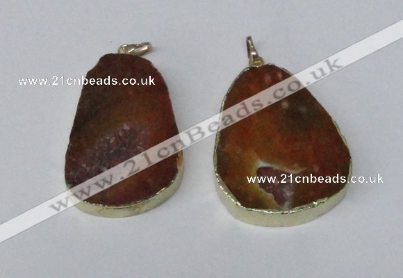 NGP2215 30*40mm - 40*45mm freeform druzy agate gemstone pendants