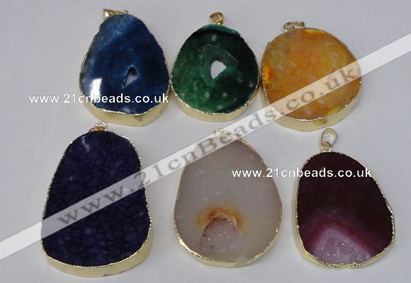 NGP2220 30*40mm - 40*45mm freeform druzy agate gemstone pendants