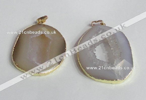 NGP2221 30*40mm - 40*45mm freeform druzy agate gemstone pendants