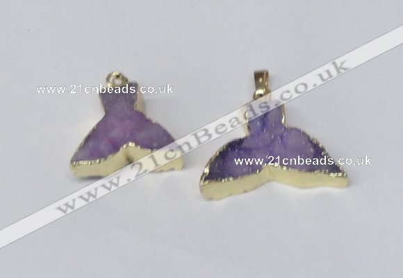 NGP2227 20*25mm - 22*30mm fishtail druzy agate gemstone pendants
