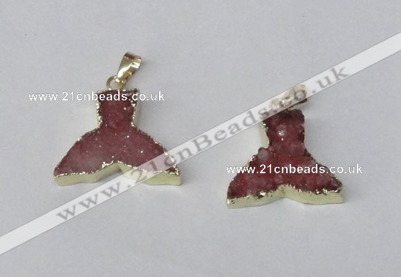 NGP2228 20*25mm - 22*30mm fishtail druzy agate gemstone pendants