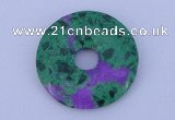 NGP223 5*30mm synthetic ruby zoisite & malachite gemstone donut pendant