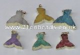 NGP2231 20*25mm - 22*30mm fishtail druzy agate gemstone pendants