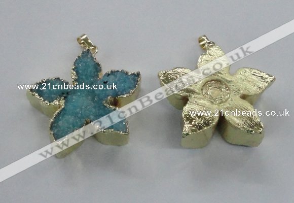NGP2264 38*40mm - 42*45mm star druzy agate gemstone pendants