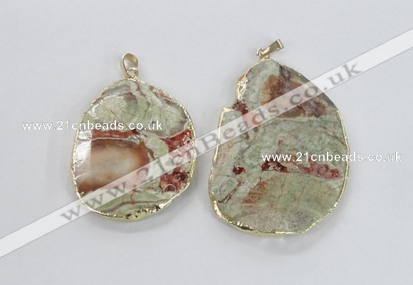 NGP2276 40*45mm - 45*60mm freeform ocean agate gemstone pendants