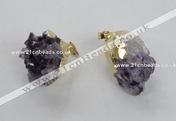 NGP2290 18*25mm - 22*30mm nuggets druzy amethyst pendants