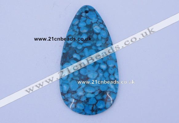 NGP233 30*60mm fashion dyed flower turquoise gemstone pendants