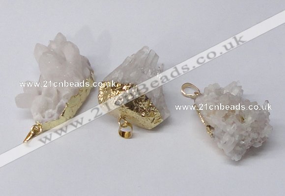 NGP2335 20*30mm - 25*35mm nuggets druzy quartz pendants
