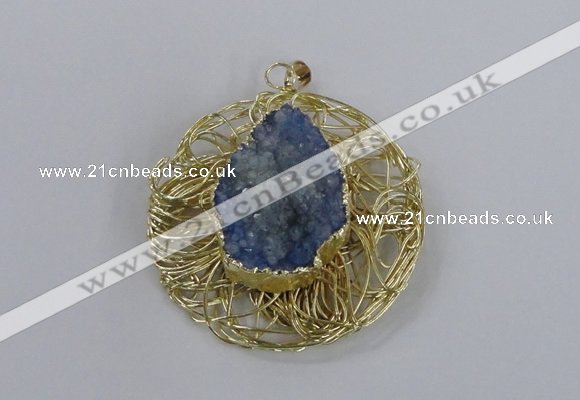 NGP2349 52mm - 55mm freeform druzy agate gemstone pendants